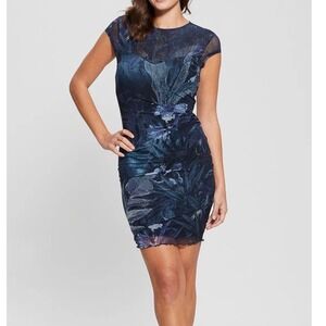 NWT Guess Eco Aida Mesh Short Sleeve Dress tropical dark fairy whimsygoth‎ Small